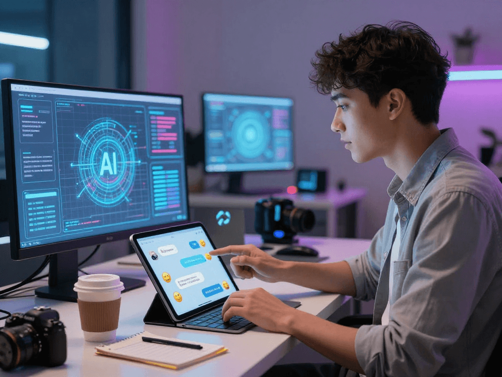 Interactive porn ai chat conversation in a modern digital workspace