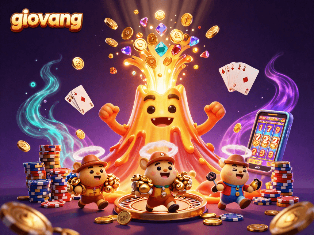 Experience thrilling gaming action with giovang through a vibrant and dynamic casino scene.