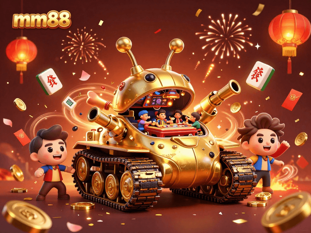 Experience the excitement of mm88's casino adventures with a dynamic 3D illustration.