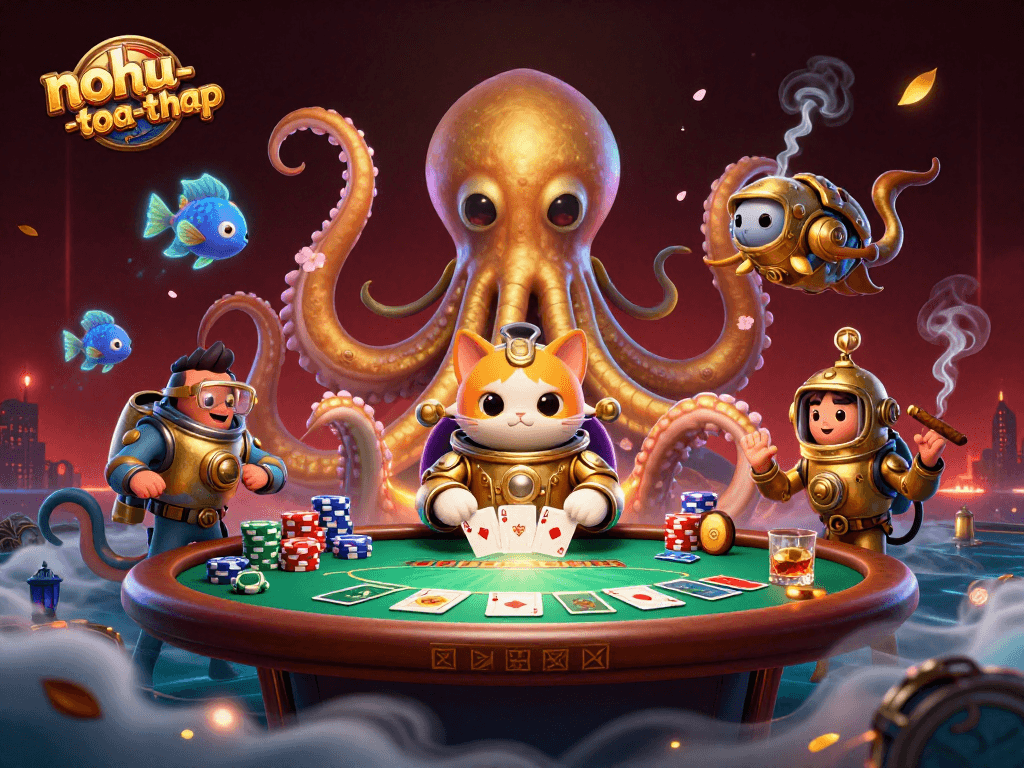 Engage in the thrills of nohu-toa-thap with kraken treasures and vibrant casino elements.
