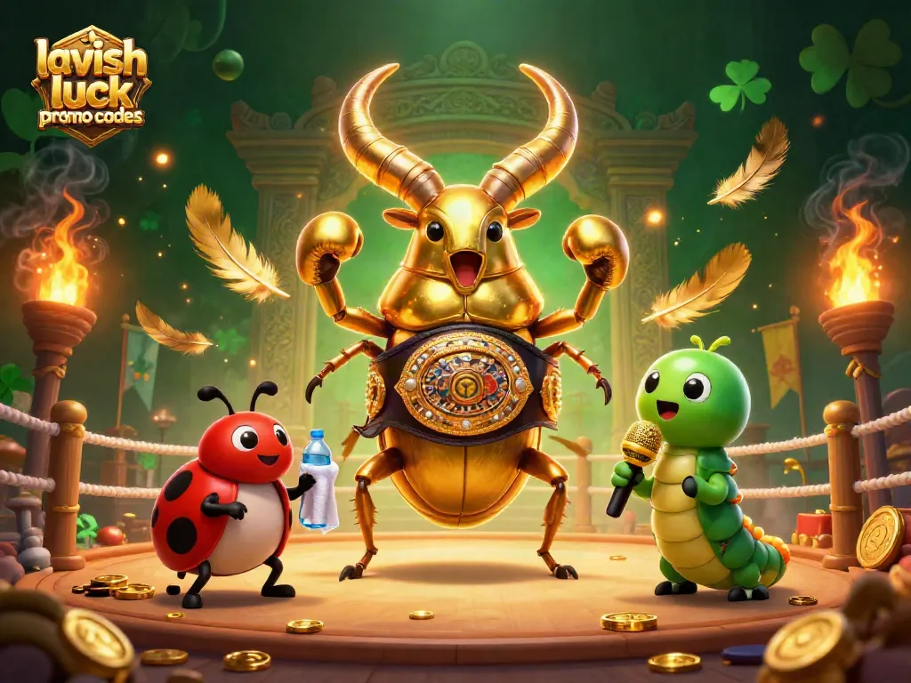 Experience the excitement with lavish luck promo codes in this vibrant casino scene featuring unique characters.