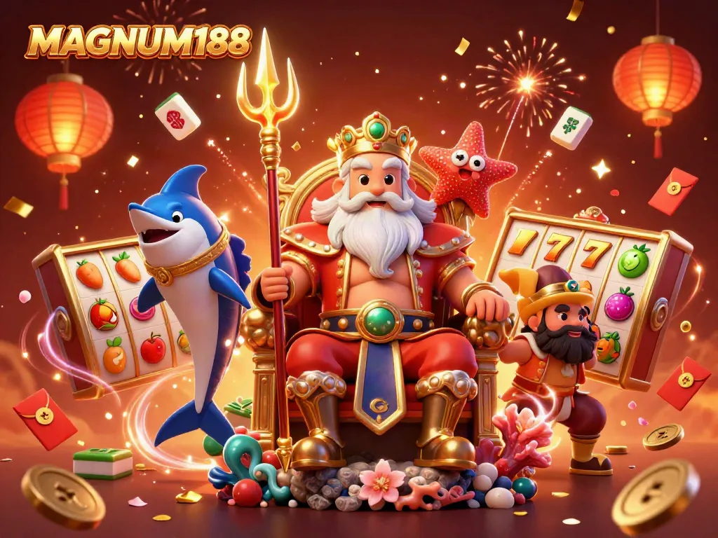 Experience thrilling gambling action with MAGNUM188 featuring a lively casino scene full of excitement.