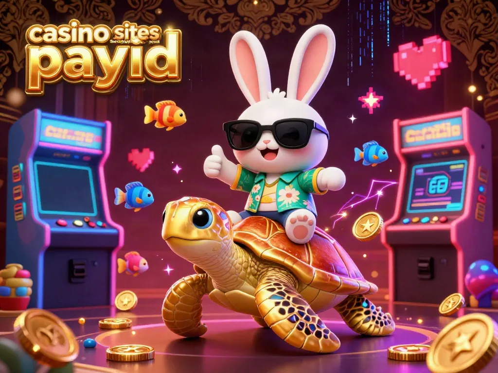 Engage in thrilling action at casino sites that support payid with vibrant 3D illustrations of a lucky rabbit and golden turtle.