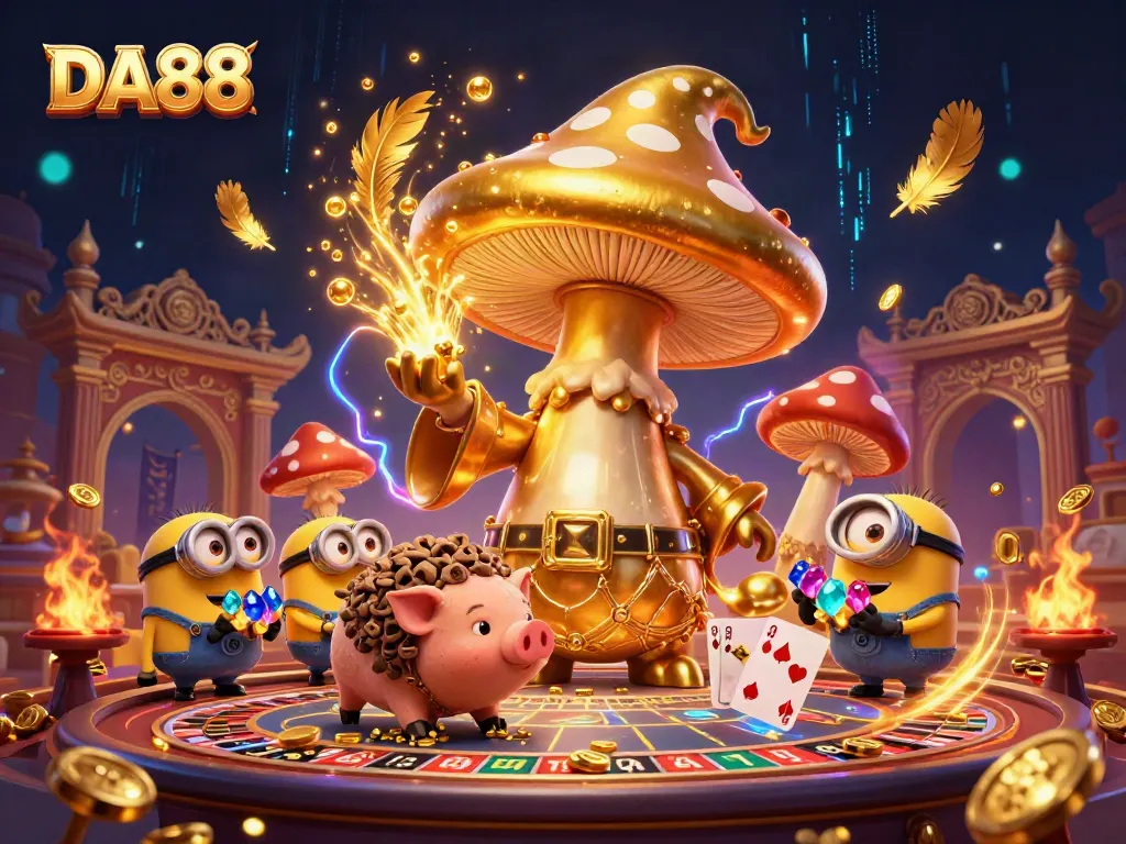 DA88 takes center stage in a vibrant casino live scene filled with gold and magic.