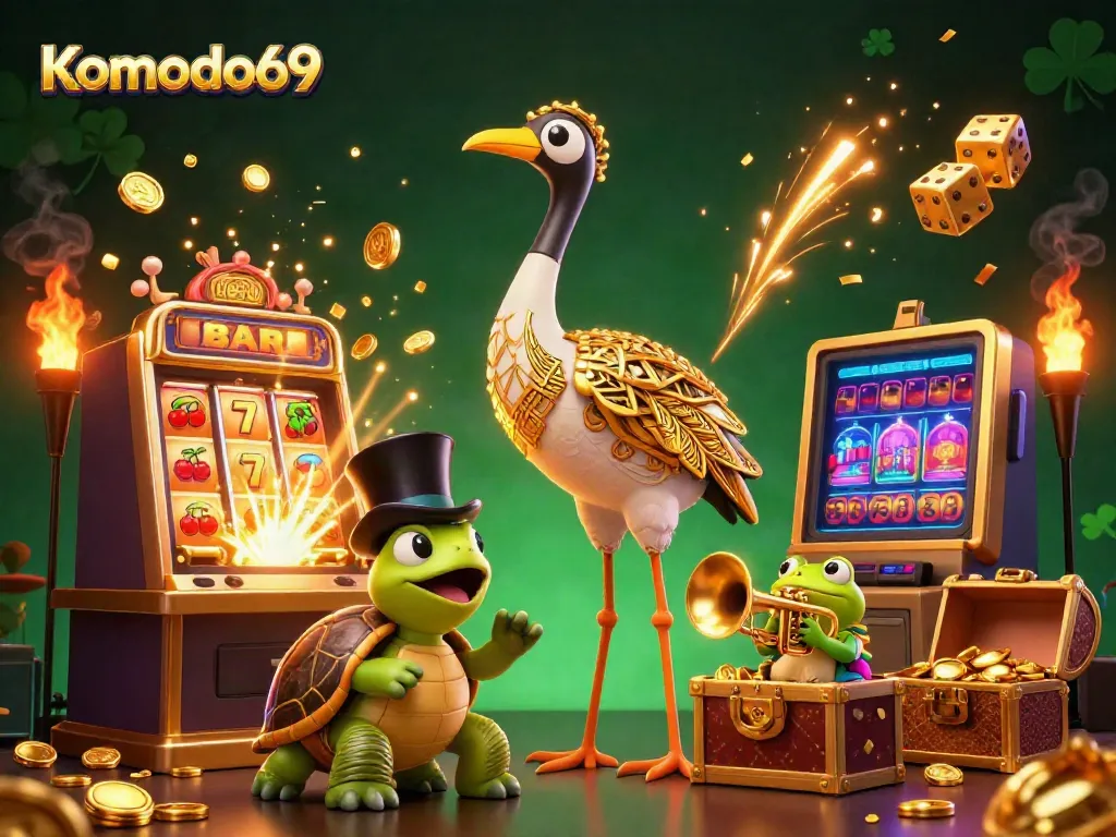 Komodo69 menarik pemain dengan transaksi cepat dan aman dalam ilustrasi kasino online.