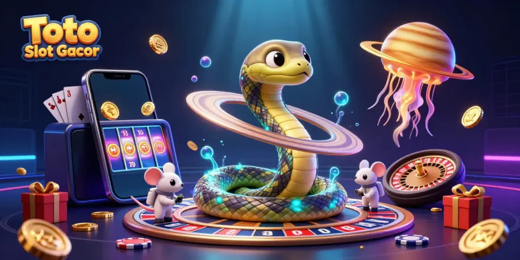 Mencoba keberuntungan di Toto Slot Gacor dengan ilustrasi karakter dan elemen kasino yang menarik.