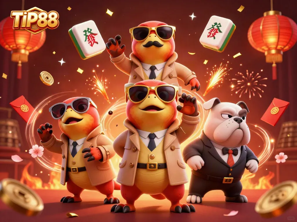 Experience winning thrills at TIP88 with vibrant raptors in the casino lounge.