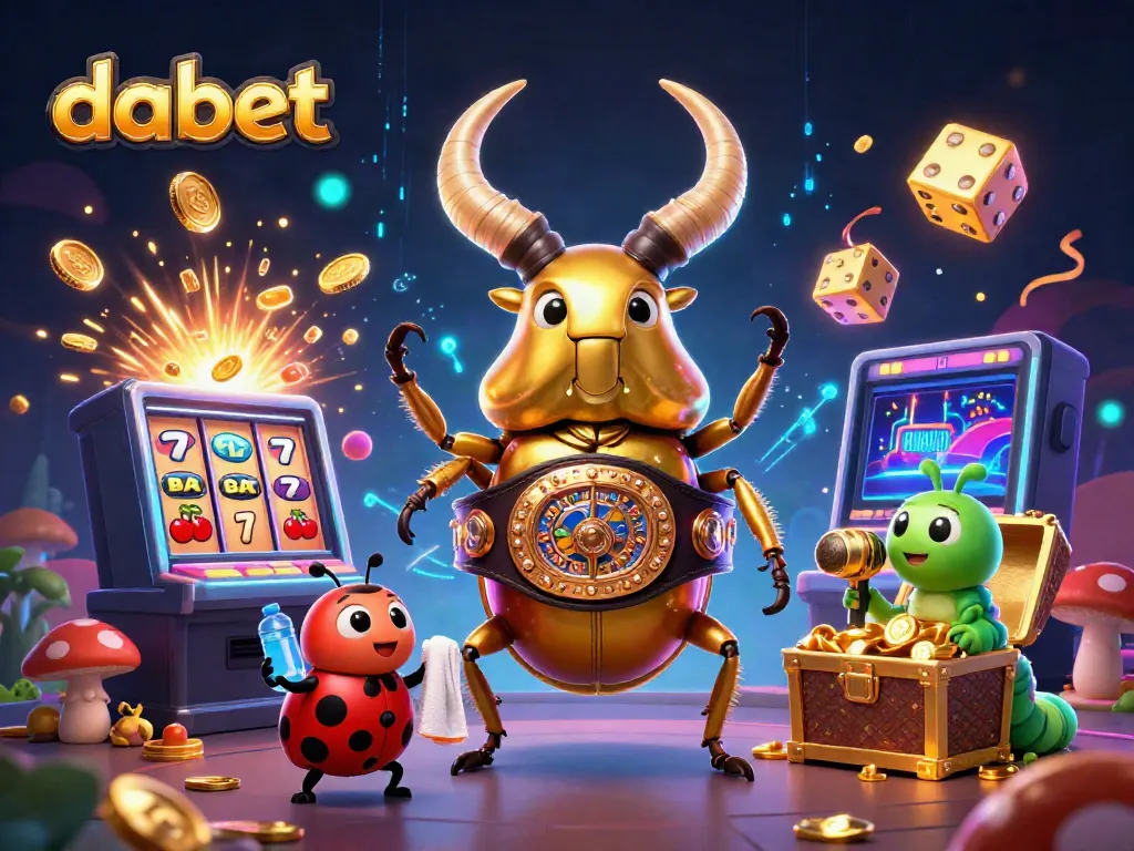 Engage with dabet's thrilling casino experience featuring a giant stag beetle boxing champion.