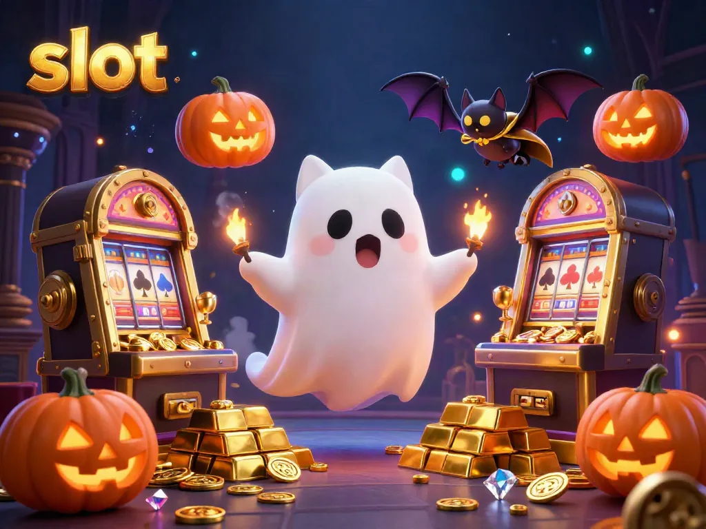 Experience slots excitement with a ghost cat and treasure amidst a haunted mansion.