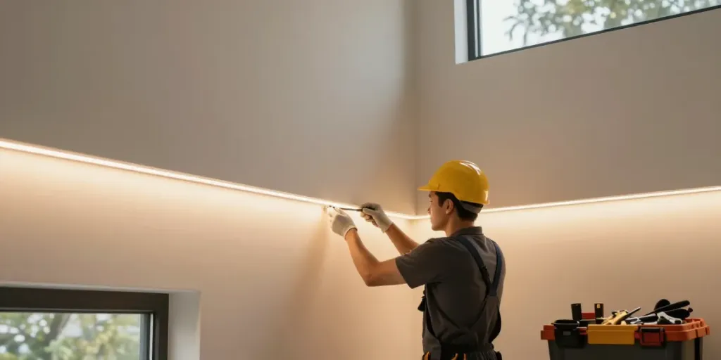 Banda LED COB oferită de un profesionist local, iluminând spațiul cu un serviciu de înaltă calitate.