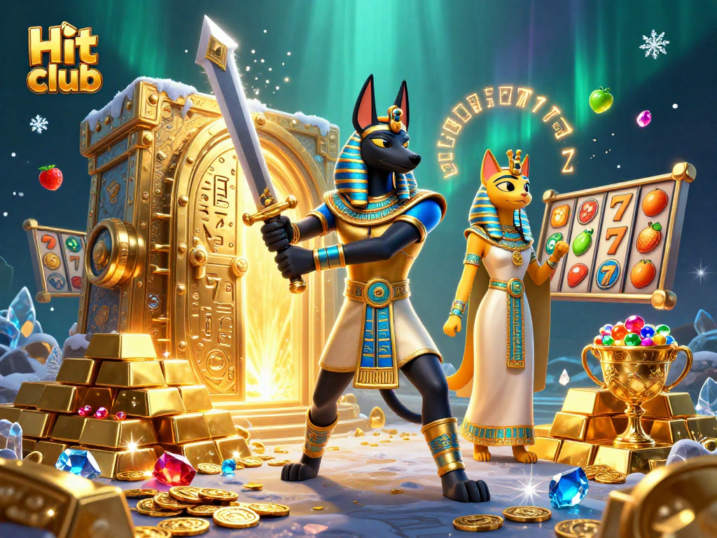 Hit club showcases a vibrant scene of ancient warriors and treasure, perfect for dynamic gaming action.