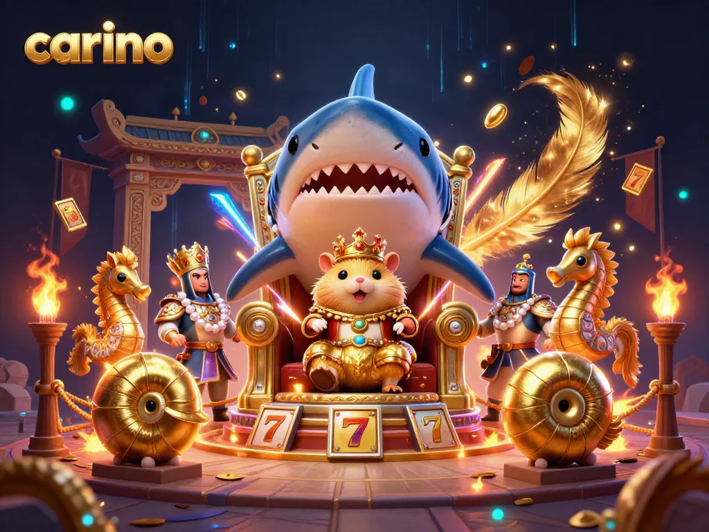 Engage with carino's thrilling casino adventure featuring a hamster king among vibrant gaming elements.