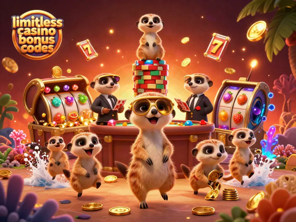 Experience limitless casino bonus codes with a lively meerkat casino operation illustration.