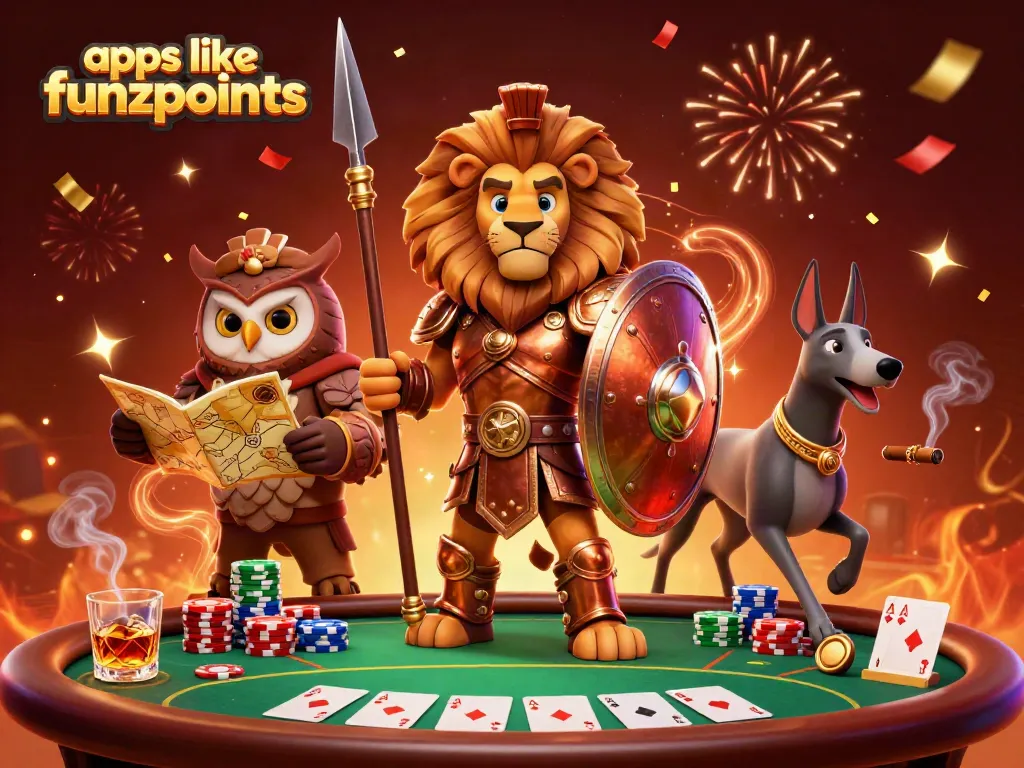 Find top games and strategies on apps like funzpoints with this vibrant 3D illustration.