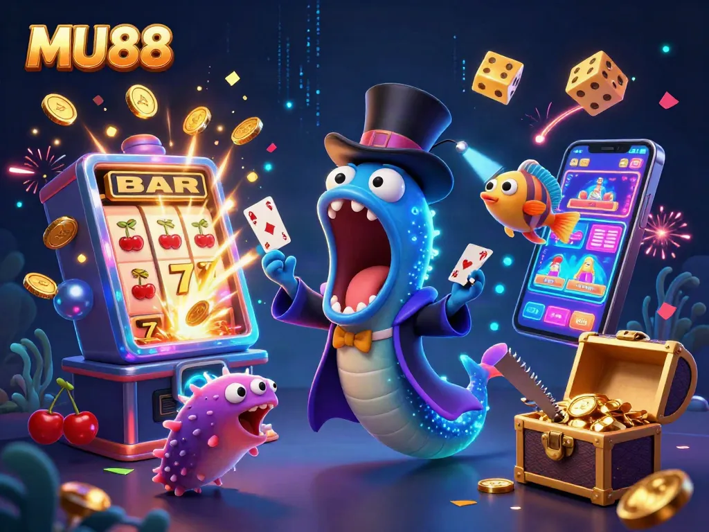 Experience thrilling action with MU88 as bioluminescent creatures create magic in a vibrant casino world.