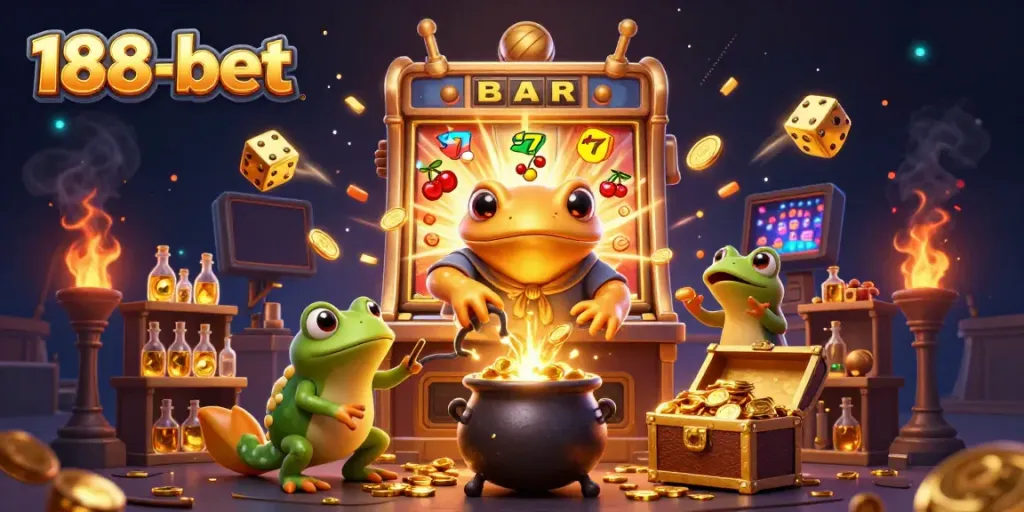 Experience the excitement of 188-bet with a magical casino scene filled with golden treasures!