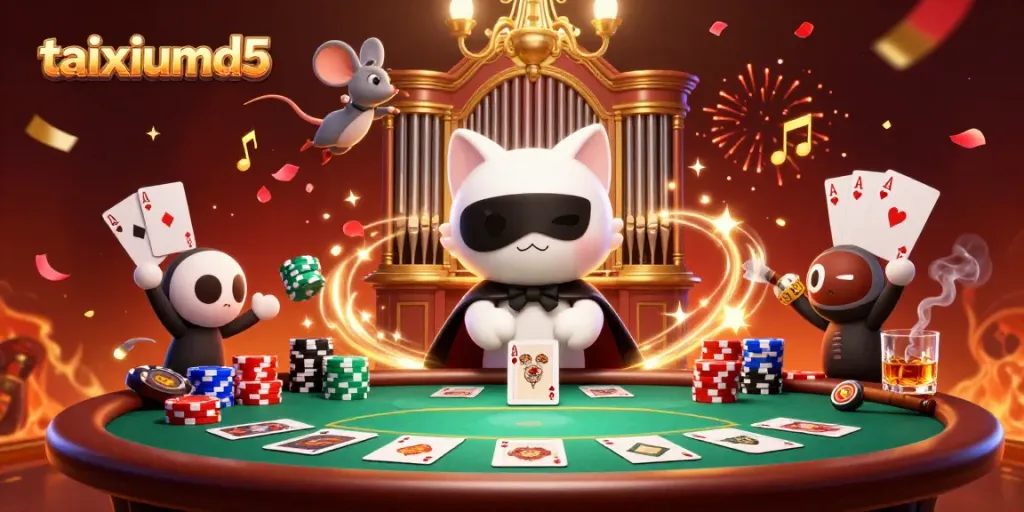 Experience the action-packed ambiance of taixiumd5 casino with vibrant characters, games, and dynamic elements.