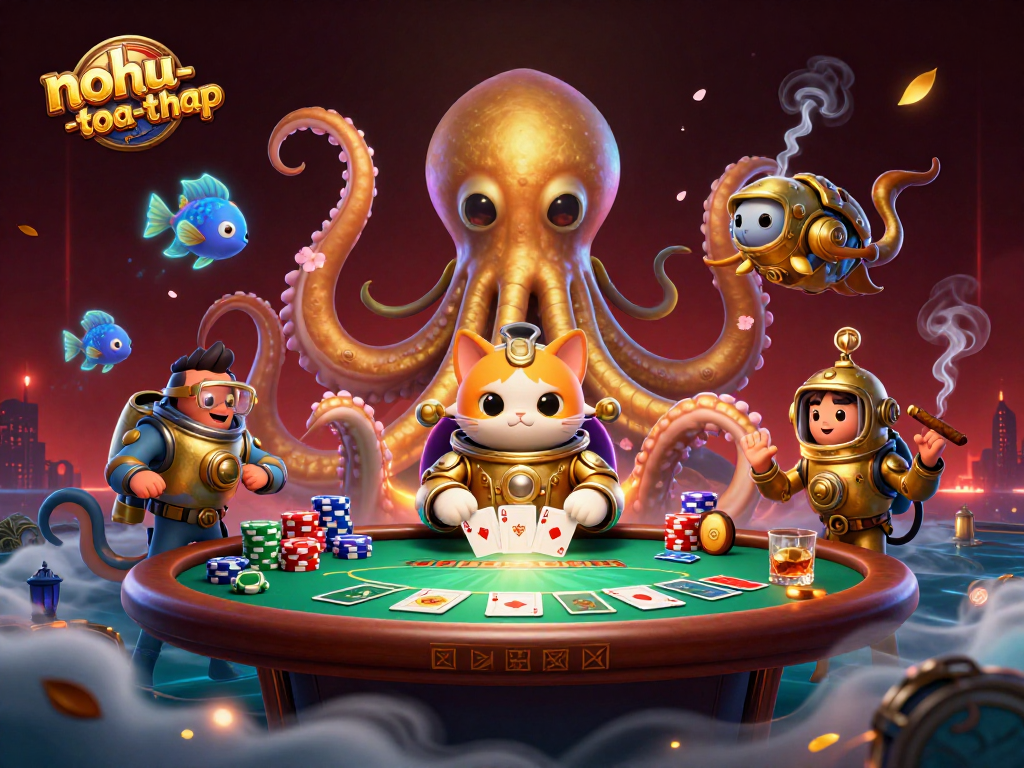 Engage in the thrills of nohu-toa-thap with kraken treasures and vibrant casino elements.