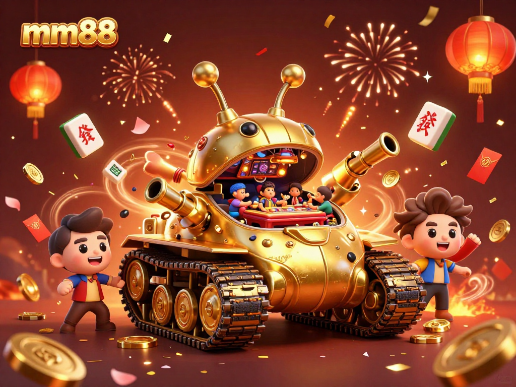 Experience the excitement of mm88's casino adventures with a dynamic 3D illustration.