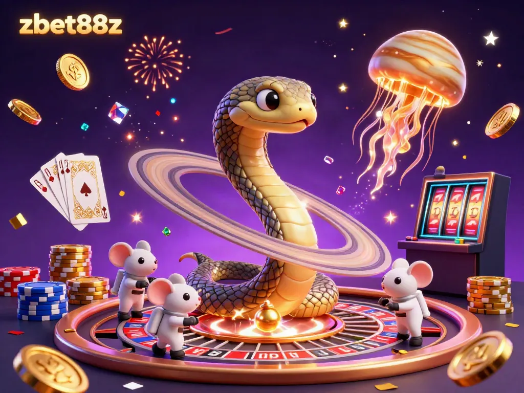 Experience the thrill of zbet88z with an interactive cosmic casino scene featuring betting astronaut mice