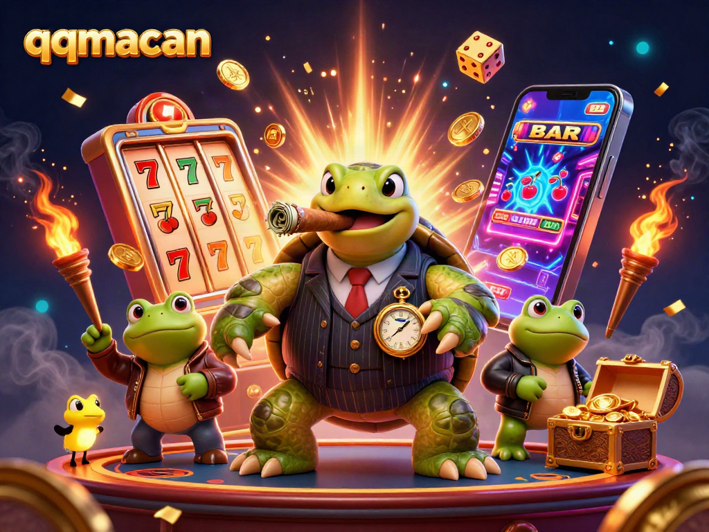 Join the thrilling action with qqmacan as a turtle mobster wins big at the casino.