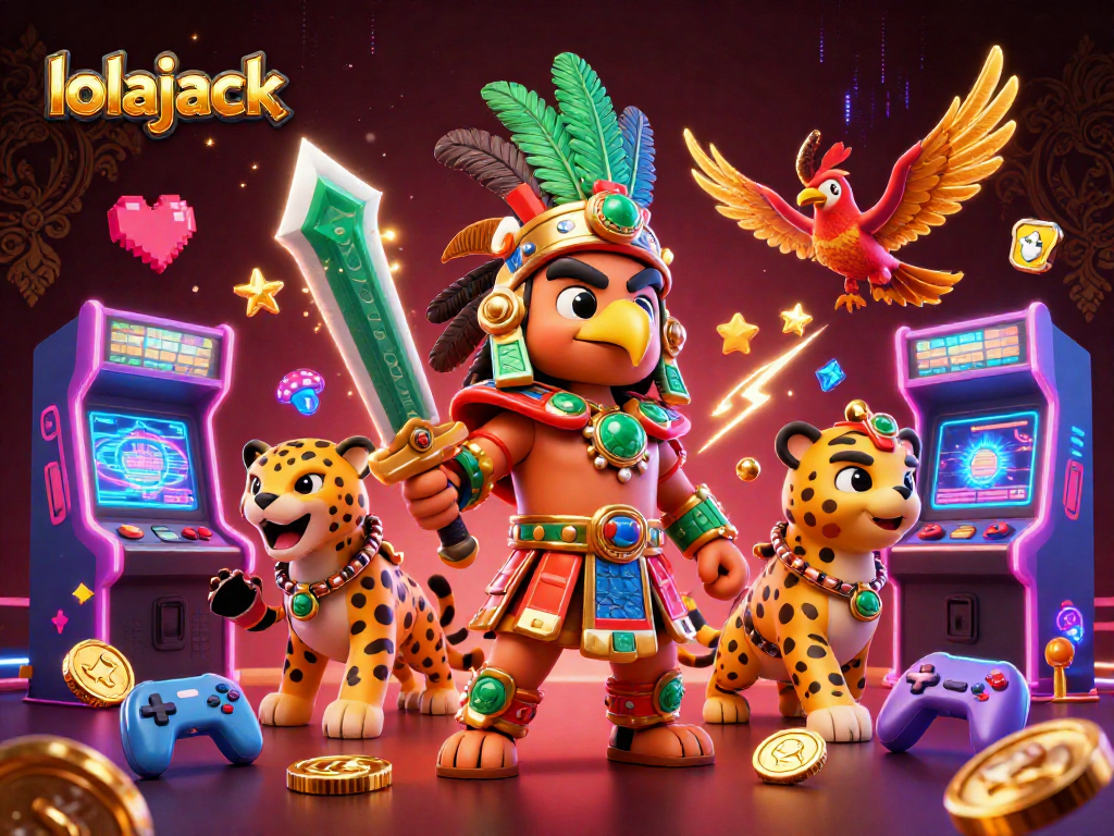 Experience thrilling gameplay with lolajack's vibrant casino illustration featuring Aztec warriors.