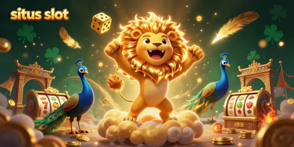 Engage in situs slot excitement with a dazzling 3D casino illustration featuring vibrant characters and themes.