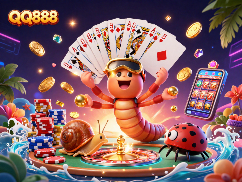 Join the excitement of QQ888 with dynamic casino characters and vibrant gaming elements