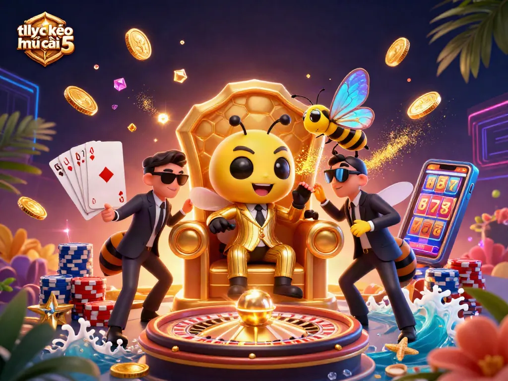 Experience the thrill of tỷ lệ kèo nhà cái 5 with a vibrant casino scene filled with action.