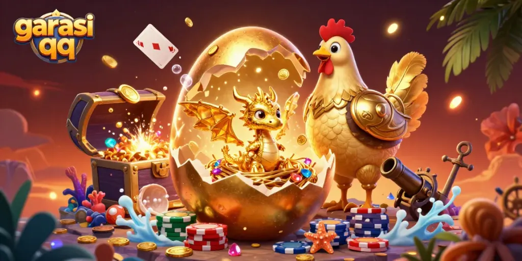 Experience breathtaking gameplay with garasi qq's golden dragon and poker chips in action.
