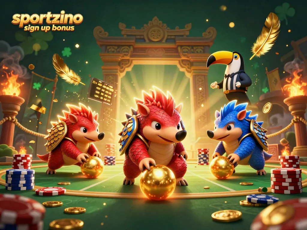 Activate the sportzino sign up bonus and win in this vibrant 3D casino showdown scene.
