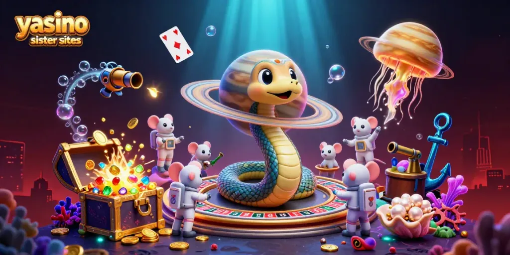 Exciting gameplay scene at yay casino sister sites featuring betting mice and a cosmic dealer.