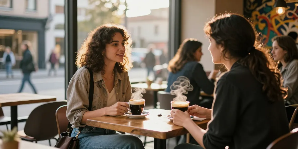 Nữ giới trẻ giao tiếp với khách hàng trong quán cà phê, nói về gái gọi.